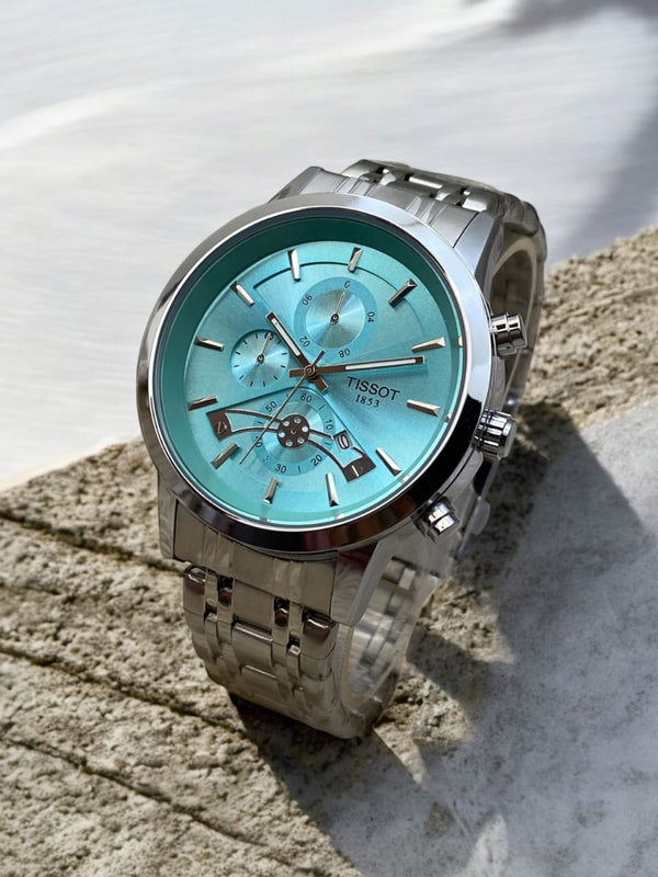 Tissot 1853 Chronograph Men’s Watch – Turquoise Blue Dial | Full Stainless Steel