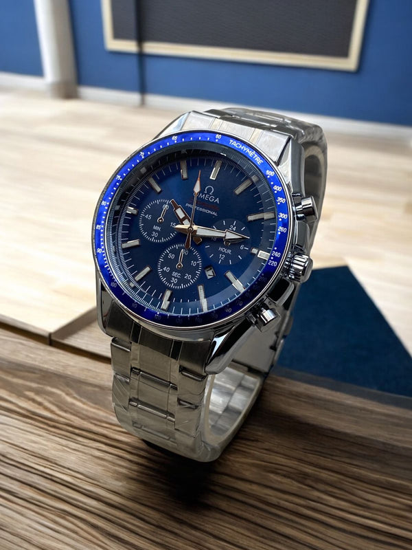 Omega Speedmaster Professional Chronograph – Blue Dial with Blue Bezel | Stainless Steel Bracelet